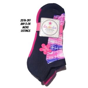 3 Pack Ankle Socks No Show  Striped Pink Thick Cozy Performance Arch Sup…